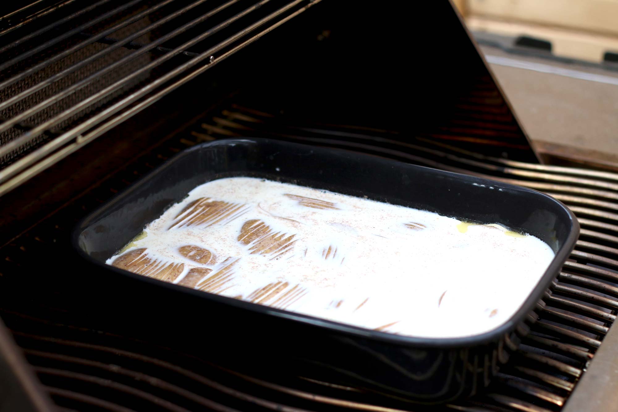 Das Kartoffelgratin ist vorbereitet