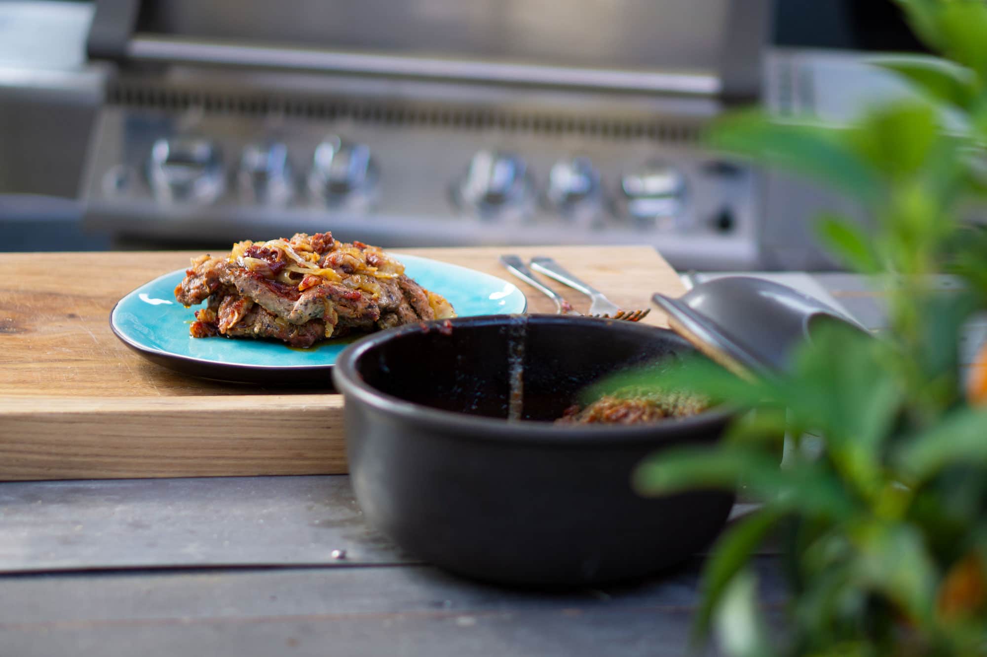 Schichtfleisch vom Gasgrill