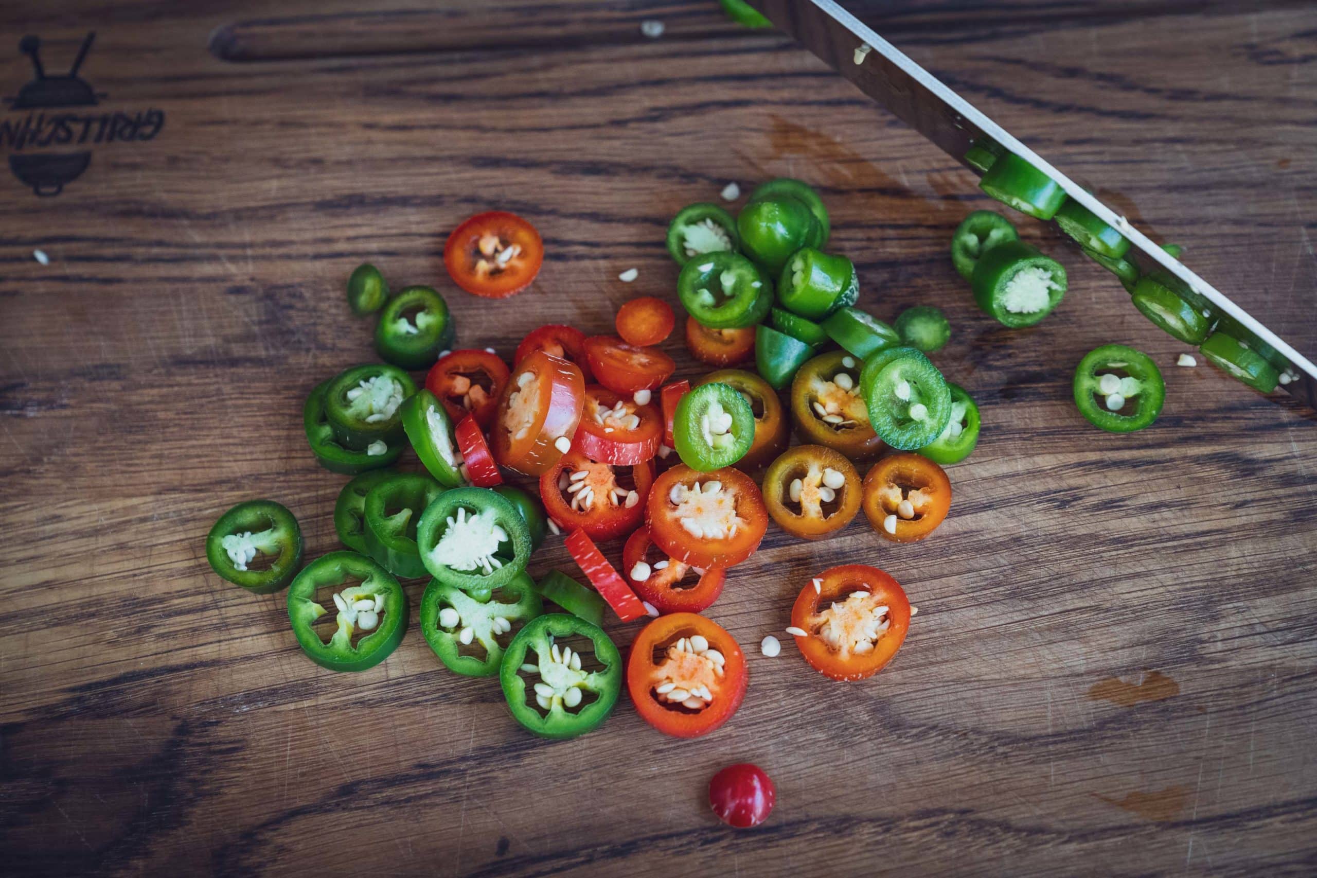 Frisch geschnittene Chilis