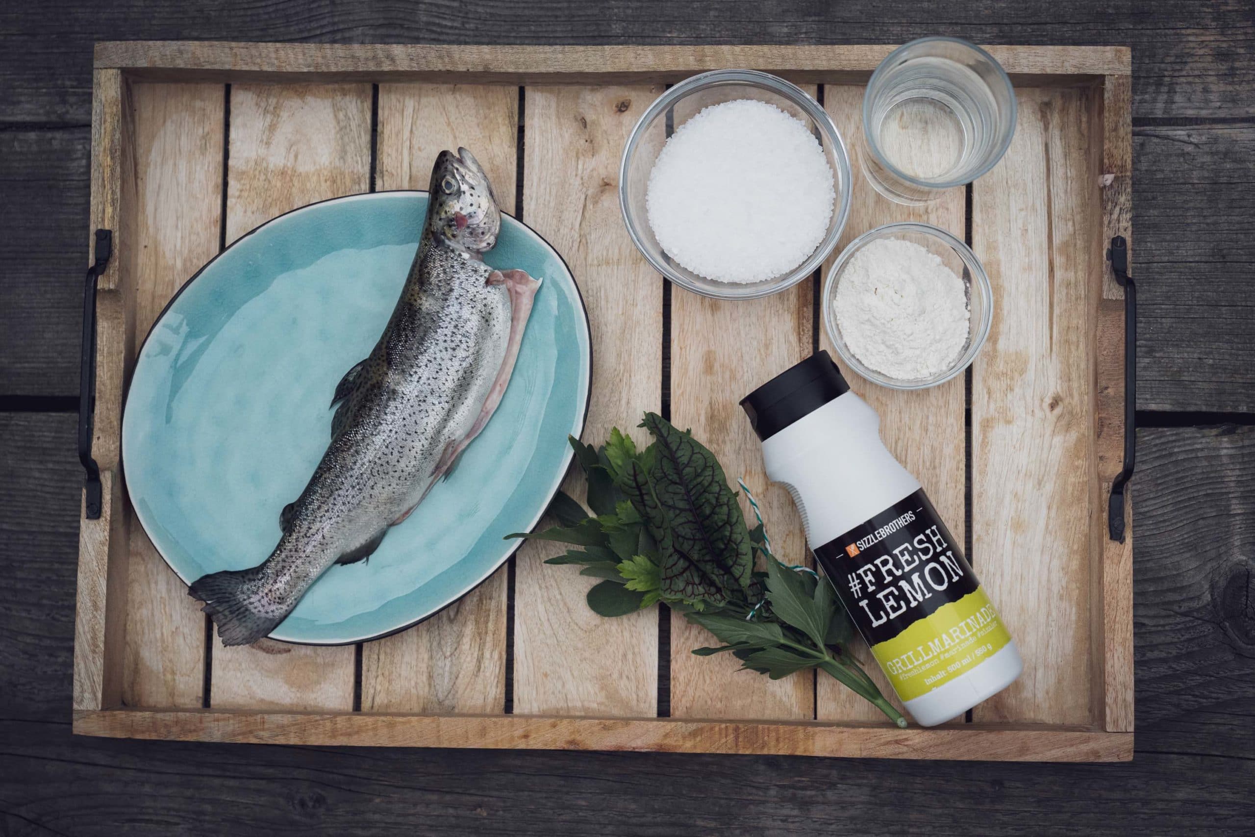Zutaten für Fisch in Salzkruste