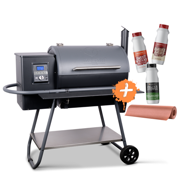 Moesta Sheriff Pelletgrill mit Saucen, Butcher Paper und Grillmarinade
